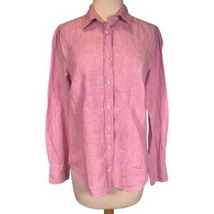 J.Crew Baird McNutt Irish 100% Linen Shirt Size 6 Pink Button Down Long Sleeve